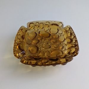 Vintage Amber Coloured Bubble Glass Ashtray